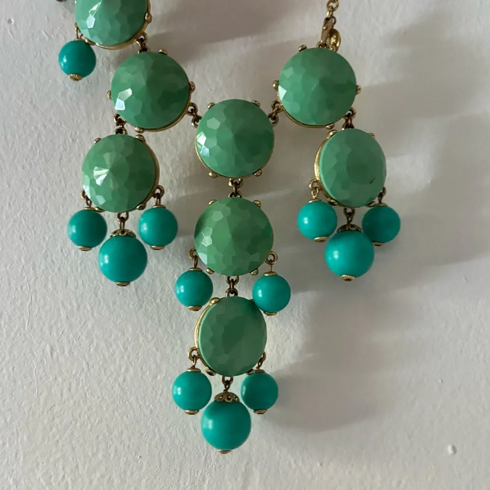 J.Crew Green and Gold Cluster Necklace with Cascading Beads - Picture 7 of 16